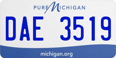 MI license plate DAE3519