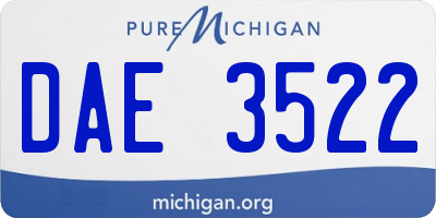 MI license plate DAE3522