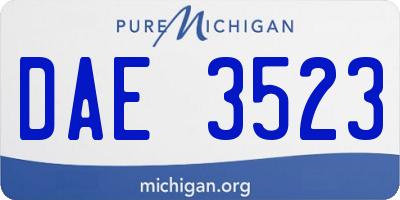 MI license plate DAE3523