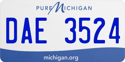 MI license plate DAE3524
