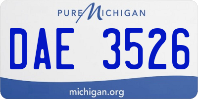 MI license plate DAE3526