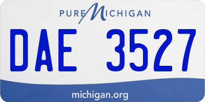 MI license plate DAE3527