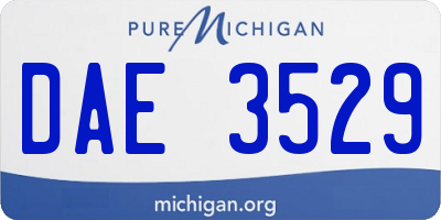 MI license plate DAE3529