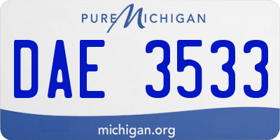 MI license plate DAE3533