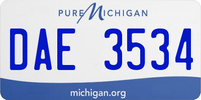 MI license plate DAE3534