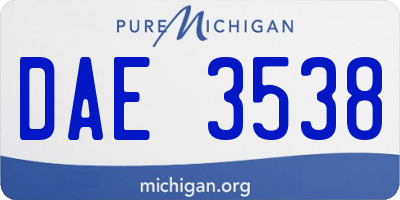 MI license plate DAE3538