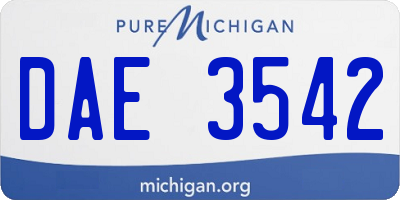 MI license plate DAE3542