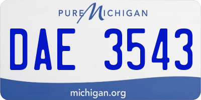 MI license plate DAE3543