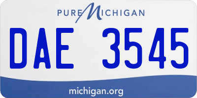 MI license plate DAE3545