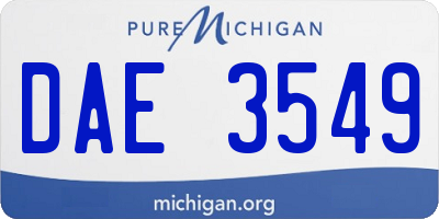 MI license plate DAE3549