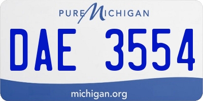 MI license plate DAE3554