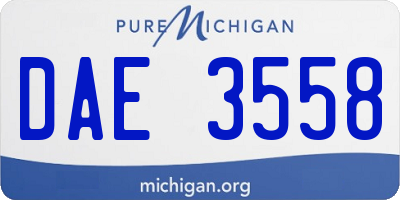 MI license plate DAE3558