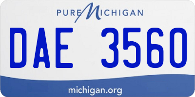 MI license plate DAE3560
