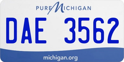 MI license plate DAE3562