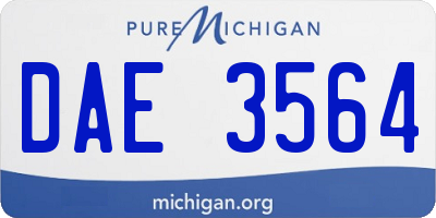 MI license plate DAE3564
