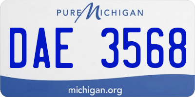 MI license plate DAE3568