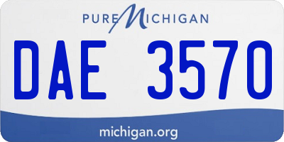 MI license plate DAE3570