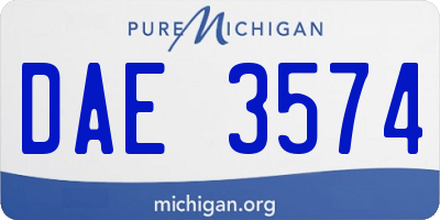 MI license plate DAE3574