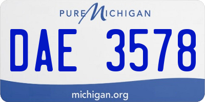 MI license plate DAE3578