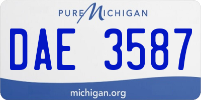 MI license plate DAE3587