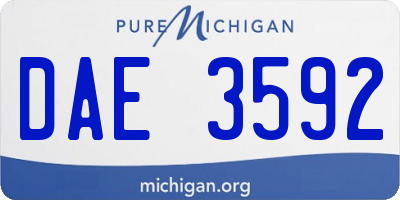 MI license plate DAE3592