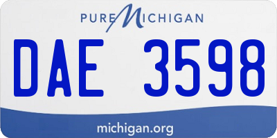 MI license plate DAE3598