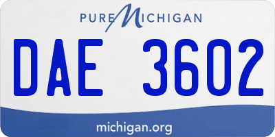 MI license plate DAE3602