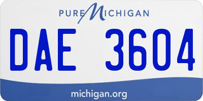 MI license plate DAE3604