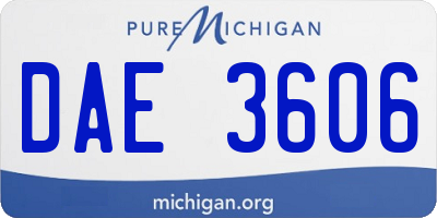 MI license plate DAE3606