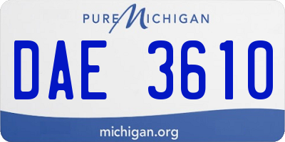 MI license plate DAE3610