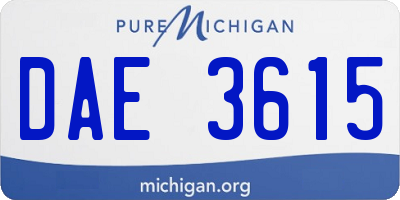 MI license plate DAE3615