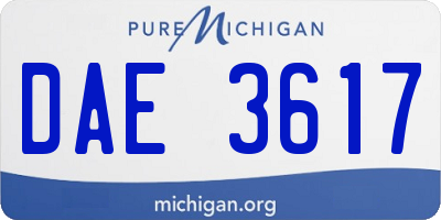 MI license plate DAE3617