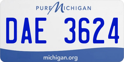 MI license plate DAE3624