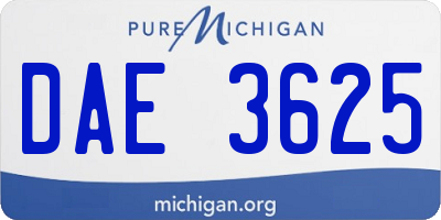 MI license plate DAE3625