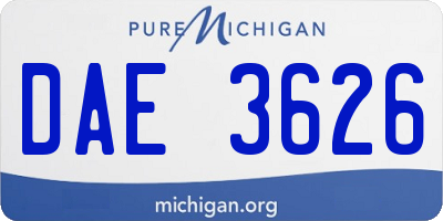 MI license plate DAE3626