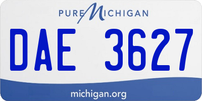 MI license plate DAE3627