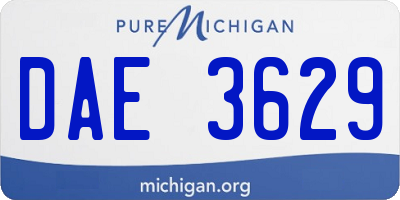 MI license plate DAE3629
