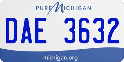 MI license plate DAE3632
