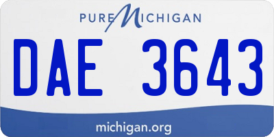 MI license plate DAE3643