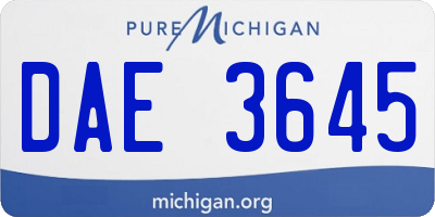 MI license plate DAE3645