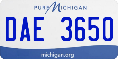 MI license plate DAE3650