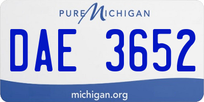 MI license plate DAE3652
