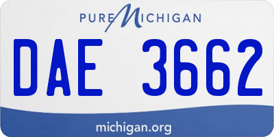 MI license plate DAE3662