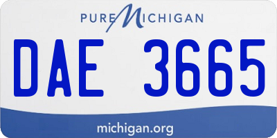 MI license plate DAE3665