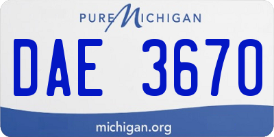 MI license plate DAE3670