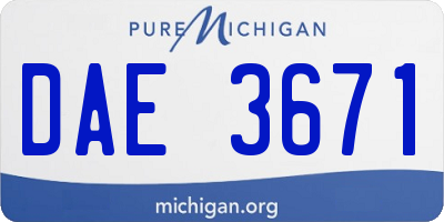MI license plate DAE3671