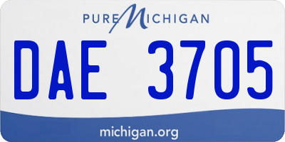 MI license plate DAE3705