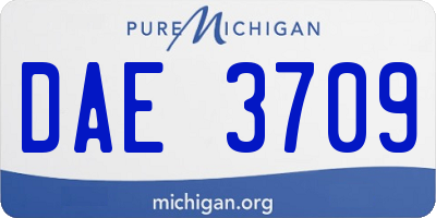 MI license plate DAE3709