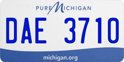 MI license plate DAE3710