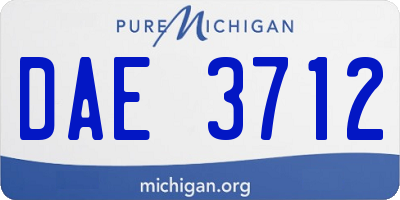 MI license plate DAE3712